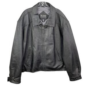 RBM 100% Leather Bomber Jacket Men's XXL Quilt Insulated Moto 90's Classic Biker